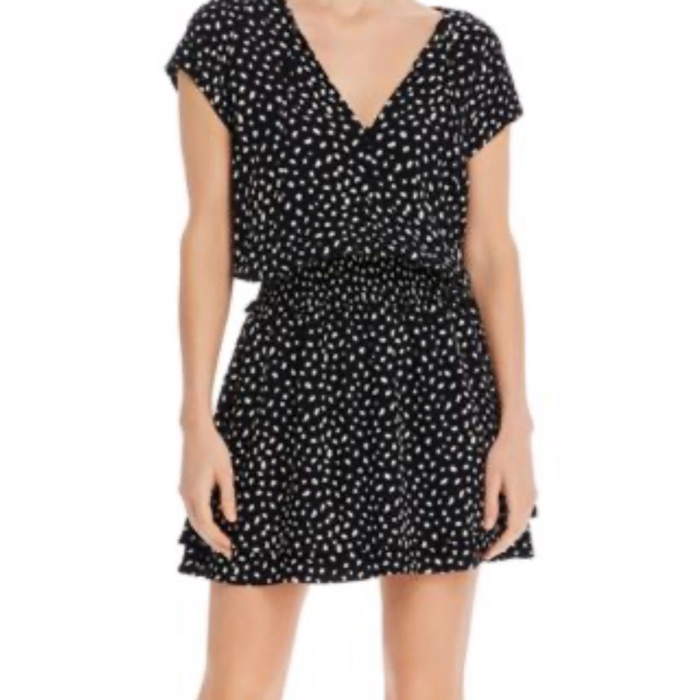 Rails Black Mini Dress with ivory Polka Dots